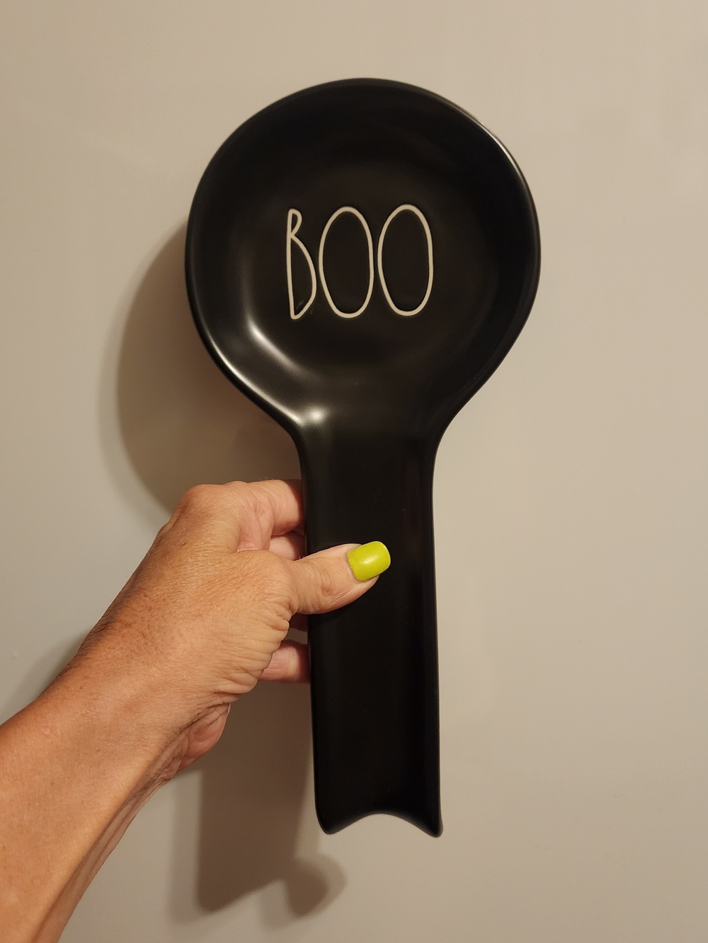 Rae Dunn Halloween Black 'BOO' Ceramic Spoon Rest